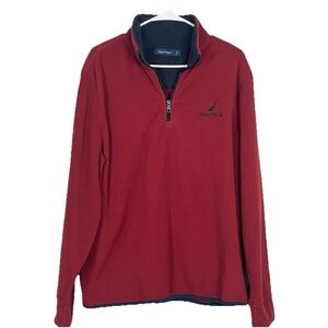 NWT Nautica Burgundy Fleece Quarter-Zip Pullover